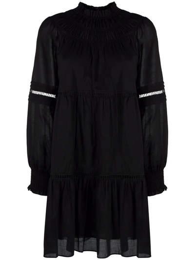 Shop Michael Michael Kors Ruched Funnel-neck Shirt Dress In Black