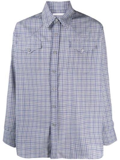 Shop Our Legacy Ranch Flannel-check Print Shirt In Blau