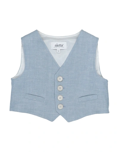 Shop Aletta Newborn Boy Tailored Vest Sky Blue Size 3 Viscose, Linen