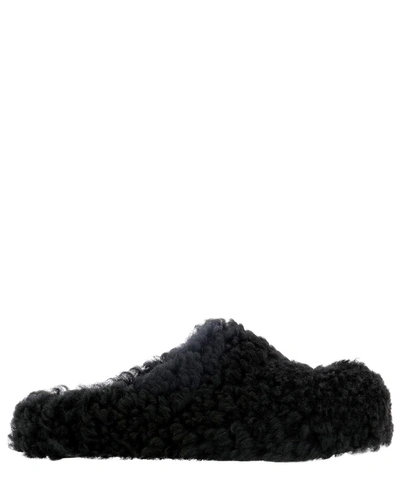 Shop Marni Shearling Mules In Black  