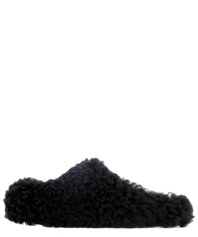 Shop Marni Shearling Mules In Black  