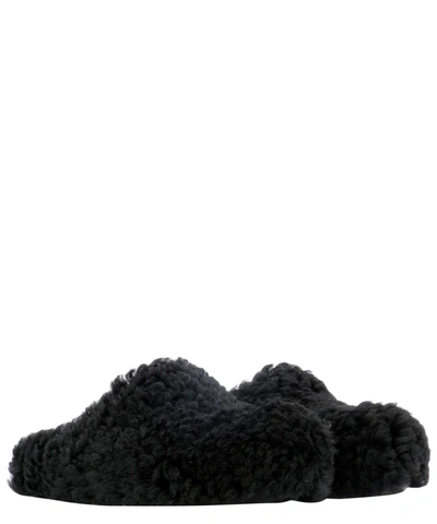 Shop Marni Shearling Mules In Black  