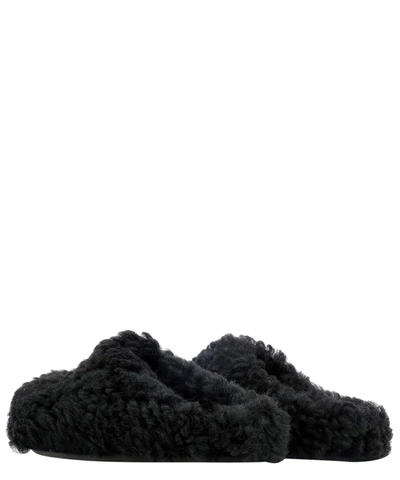 Shop Marni Shearling Mules In Black  