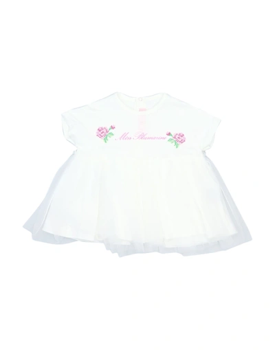 Shop Miss Blumarine Newborn Girl Top White Size 3 Cotton, Elastane