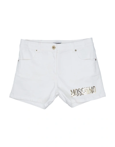 Shop Moschino Teen Denim Shorts In White