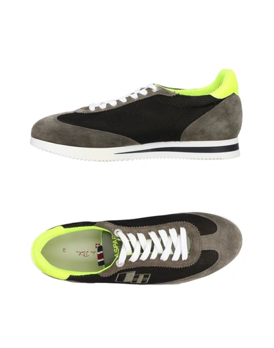 Shop D'acquasparta Man Sneakers Military Green Size 6 Leather, Textile Fibers