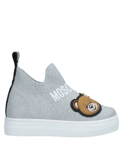 Shop Moschino Teen Sneakers In Silver