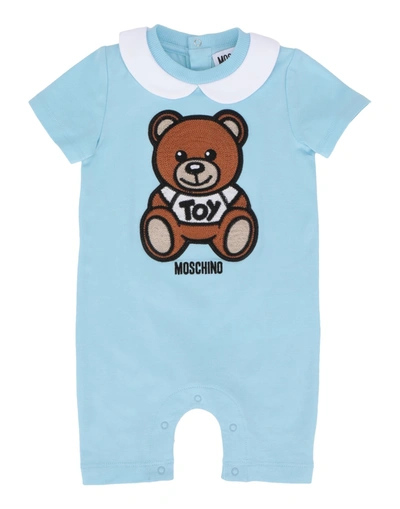 Shop Moschino Baby One-pieces In Sky Blue