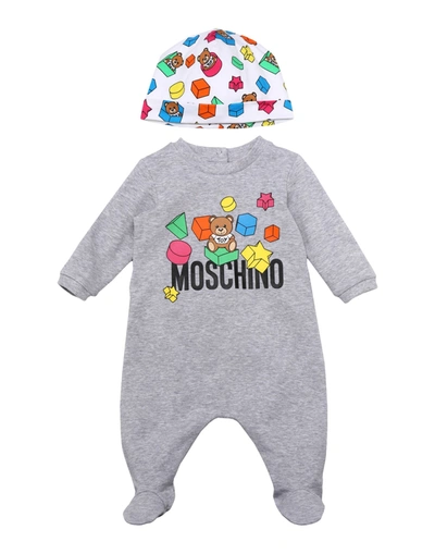 Shop Moschino Baby One-pieces In Light Grey