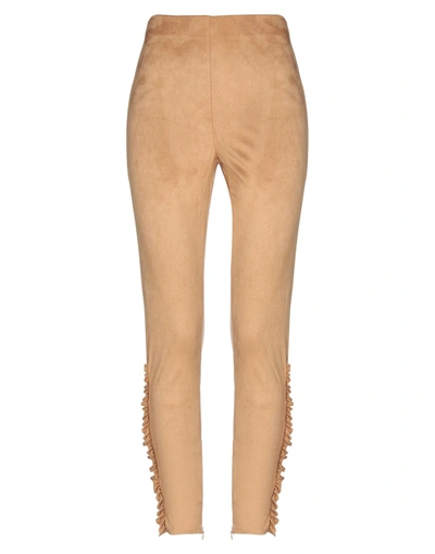 Shop Berna Woman Pants Camel Size S Polyester, Elastane In Beige