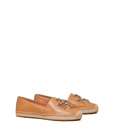 Shop Tory Burch Ines Embellished Espadrilles In Aged Mesa / Aged Mesa / Gold / Multi