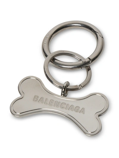 Shop Balenciaga Pets Bone Keyring, Silver
