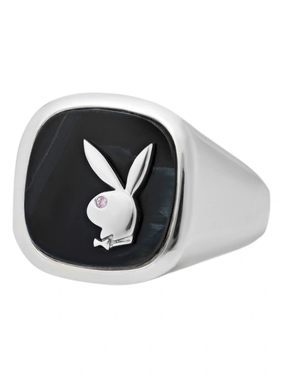 Shop Hatton Labs X Playboy Membership Ring, Sterling Silver And Hawk's Eye