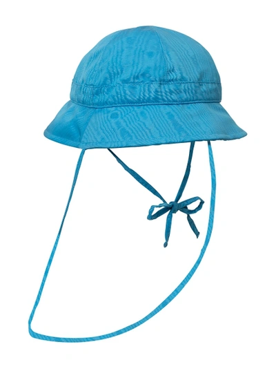 Shop Marine Serre Protective Visor Moire Bell Bucket Hat, Blue Cobalt