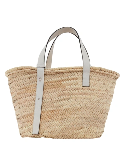 Shop Loewe White And Natural Basket Bag