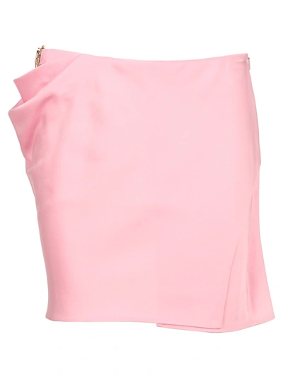 Shop Versace Medusa Satin Mini Skirt In Pink