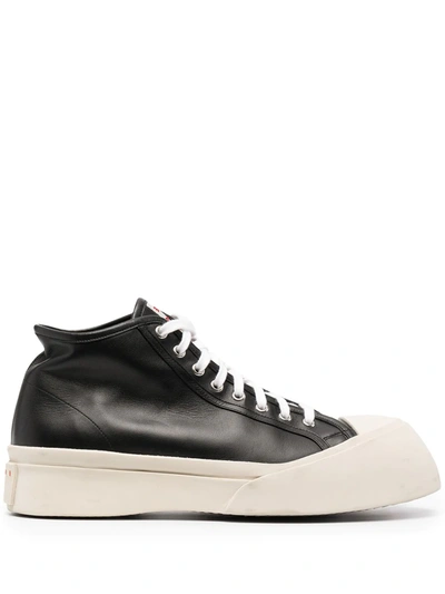 Shop Marni Pablo Leather High-top Sneakers In 黑色