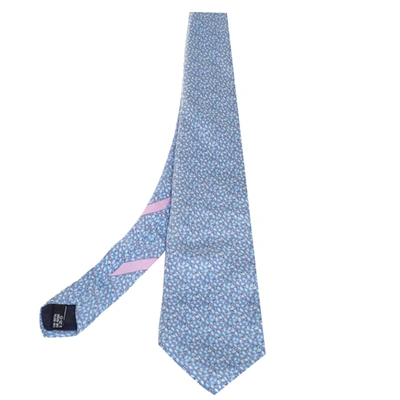 Pre-owned Ferragamo Pale Blue Ladybug Print Silk Tie