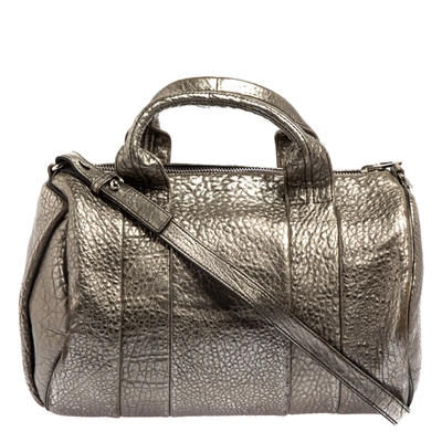Pre-owned Alexander Wang Metallic Grey Pebbled Leather Rocco Duffle Bag