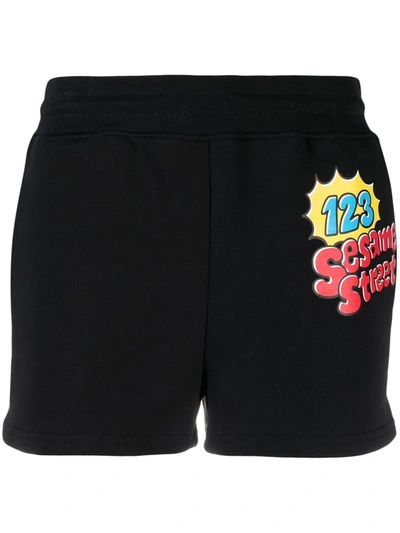 Shop Moschino Sesame Street© Track Shorts In Schwarz