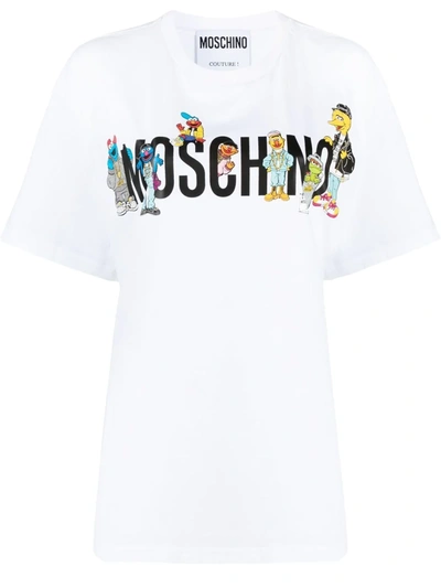 Shop Moschino Sesame Street© Logo T-shirt In Weiss