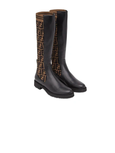Shop Fendi Rockoko Leather Boots