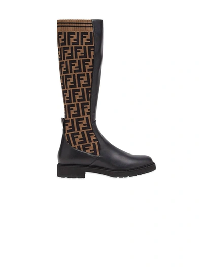 Shop Fendi Rockoko Leather Boots