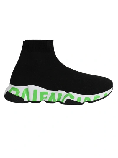 Shop Balenciaga Speed Graffiti Sneaker, Black And Green