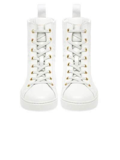 Shop Gianvito Rossi Rib Knit And Leather High Top Sneakers