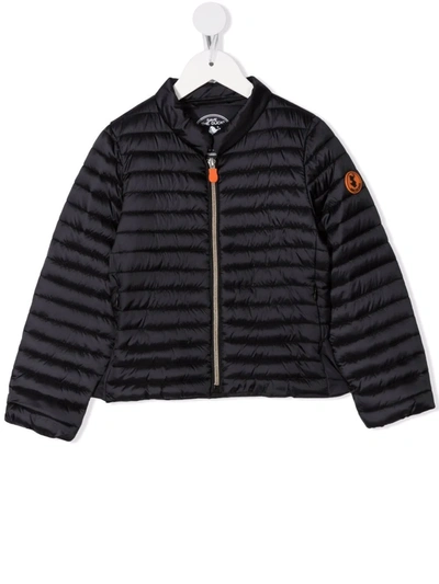 Shop Save The Duck Logo-patch Padded Jacket In Black