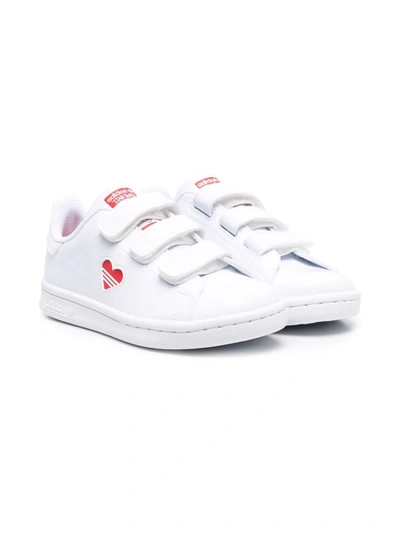 Shop Adidas Originals Stan Smith Heart-embellished Sneakers In White