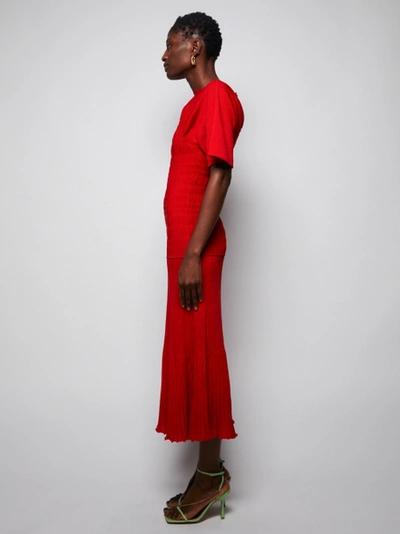 Shop Proenza Schouler Smocked Knit Dress, Red
