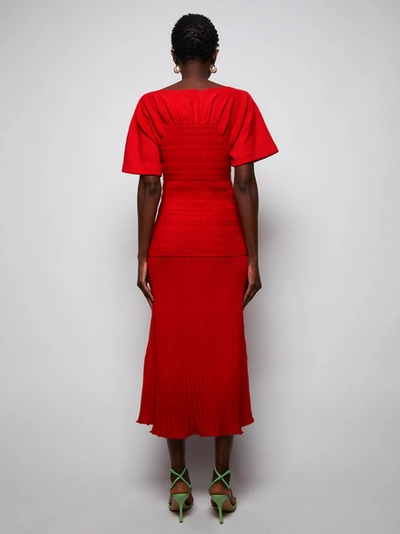Shop Proenza Schouler Smocked Knit Dress, Red