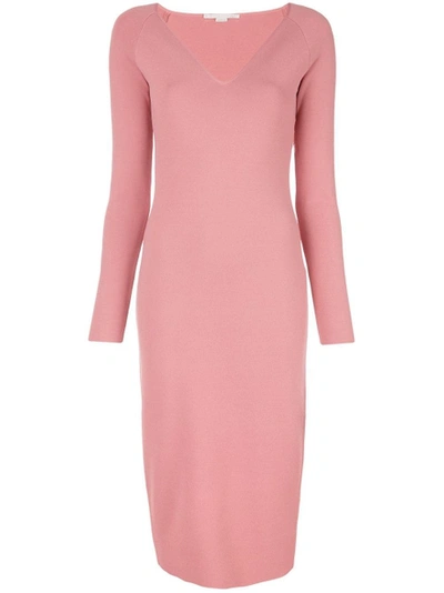 Shop Stella Mccartney V-neck Midi Dress Pink