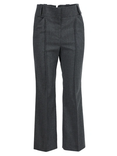 Shop Fendi Dark Grey Wool Trousers
