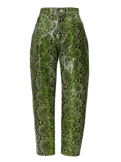 Shop Attico Green Snake Print Pants