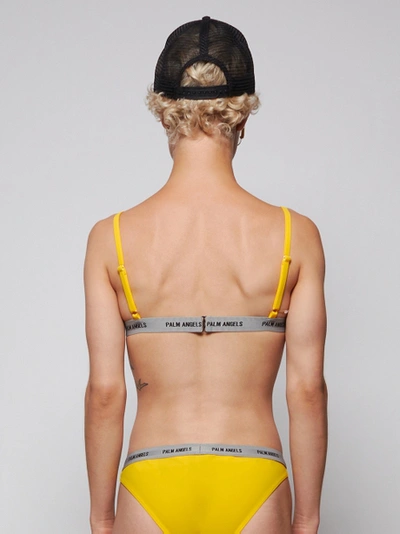 Shop Palm Angels Logo Tape Bikini Bottom, Yellow