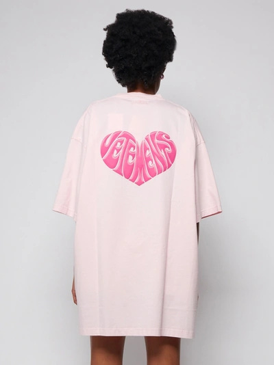 Shop Vetements Pink Dolphins Heart Logo T-shirt