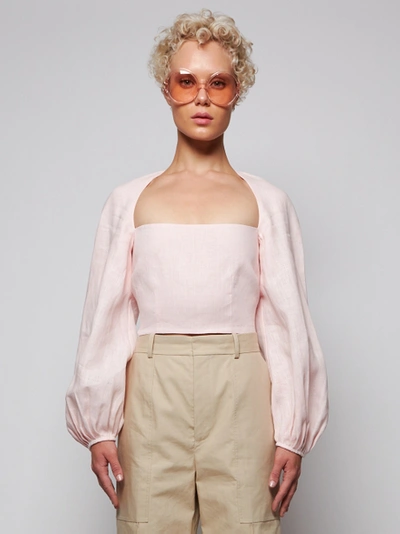 Shop Mara Hoffman Moon Puff Sleeve Blouse Blush Pink