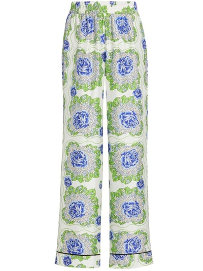 Shop Rodarte Floral Printed Silk Twill Pajama Pant