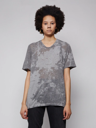 Shop Saint Laurent Tie Dye Smoke Effect Logo T-shirt, Grey