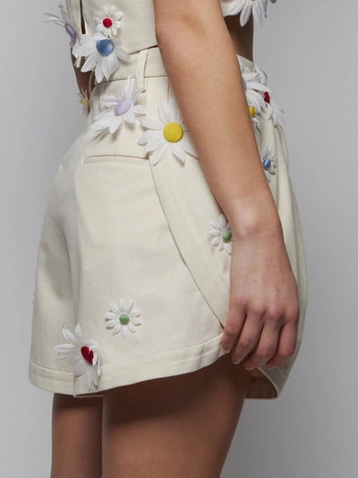 Shop Rosie Assoulin Daisy Embroidered Pleated Asymmetrical Short