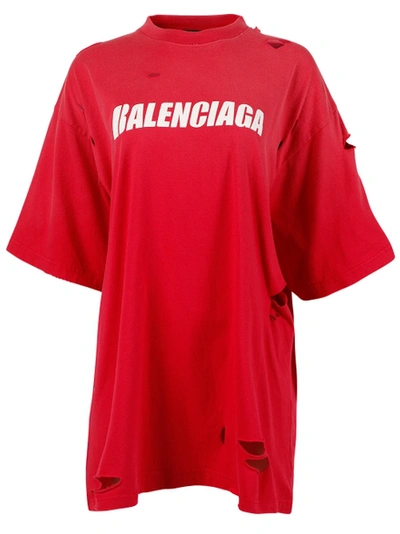 Balenciaga Caps Destroyed Flatground T-Shirt