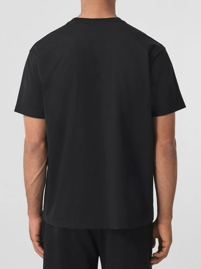 Shop Burberry Embroidered Deer Cotton Oversized T-shirt In Black