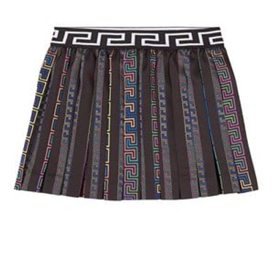 Shop Versace Black Neon Print Pleated Skirt