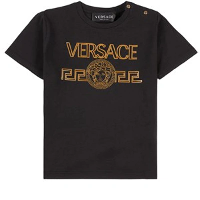 Shop Versace Black Logo Print T-shirt