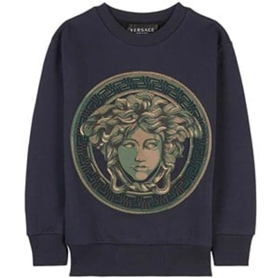 Shop Versace Navy Medusa Sweatshirt