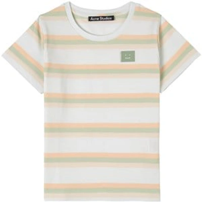 Shop Acne Studios Pale Green Stripe Face T-shirt