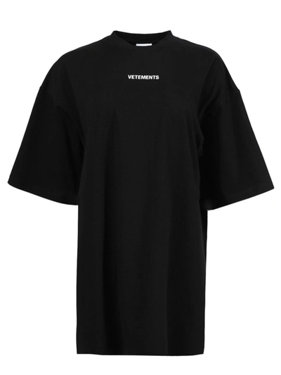 Shop Vetements Oversize Small Logo T-shirt Dress In Black