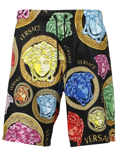 Shop Versace Medusa Medallion Print Swim Shorts Black